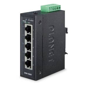 ISW-500T Industrial DIN-Rail Fast Ethernet Unmanaged Ethernet Switch, 5x100 Base(T), 6KV protection, 12-48VDC/24VAC redundant Input Voltage, -40..+75C Operating Temperature