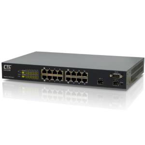 GSW-3216MP Managed Gigabit L2 PoE Ethernet Switch with 16x 1000 Base-TX PoE Ports, 2x SFP Ports, 100-240VAC Input Power, 0...50C Operating Temperature