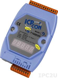 I-7188EXD-MTCP PC-compatible 40MHz Industrial Controller, 512kb Flash, 512kb SRAM, Ethernet, 1xRS232, 1xRS485, 7-Segment Display, Modbus TCP, cable CA-0910x1