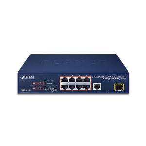 FGSD-1011HP Desktop Switch with 8x10/100 Base-TX PoE Ports, 1x100/1000 Base-T Ports, 1x100/1000 Base-X SFP Ports, 100..240V AC, 0..+50C Operating Temperature