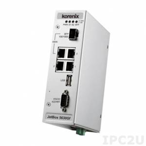 JetBox 5630Gf-w Korenix Industrial VPN Router Computer, Embedded Linux 3.2, ARM Cortex-A8 720MHz, 4xRJ45, 1xSFP/RJ45 combo, 1xUSB, 1xRS232/422/485, 9..+36V DC-In