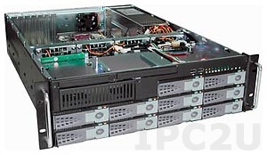 GHI-381-SAS 19&quot; Rackmount 3U Chassis, EATX, 1x5.25&quot;/1x5.25&quot;Slim/1x3.5&quot;Slim/10x3.5&quot;Hot Swap SAS HDD Drive Bays, without P/S