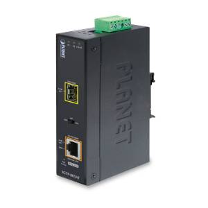 IGTP-805AT Industrial Converter , 1x1000Base SX/LX SFP to 1x1000Base-T with IEEE 802.3af/at PoE, 6KV protection, 24-48VDC In, -40...+75C Wide Temperature