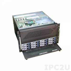 GHI-612ATXR-SATA 19&quot; Rackmount 6U Chassis, EATX motherboard, 1x5.25&quot; Slim/12x3.5&quot; Hot Swap Drive Bays, for Single PS/2 Size Power Supply