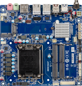 iTXL-H610A Mini-ITX Embedded Motherboard, LGA1700, Intel 13/12th Gen Core i9/i7/i5/i3/Pentium/Celeron CPU, H610 Chipset, Up to 64GB DDR4 RAM, HDMI/LVDS/DP, 2xGbE LAN, 2xSATA, 2xCOM, 4xUSB 3.2, 4xUSB 2.0 header, 2xM.2, 1x8-bit GPIO, Audio, 12-24VDC-in, 0..+60C
