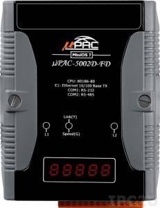 uPAC-5002D-FD PC-compatible 80MHz Industrial Controller, 512KB Flash, 768KB SRAM, 16KB EEPROM, 31B NVRAM, microSD, 64 MB Flash, 1xRS232, 1xRS485, 1xFastLAN, LED display, 12-48 VDC
