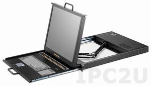 AMK716-17CB 1U, 17&quot; LCD-Keyboard Drawer, VGA, with 16 x 1.8m KVM cable, 16 port Combo KVM, TouchPad, Dual Rail, steel