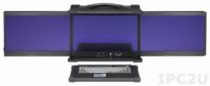 ARP643 Aluminium Industrial Portable Workstation, 3x17.3&quot; (1920x1080) TFT LCD Display, 2x5.25&quot; & 1x3.5&quot; Drive Bay, 1xSlim DVD-RW bay, offer 4 full-lenght expansion slots, 650W ATX, -20C to +60C