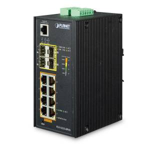 IGS-5225-8P4S Industrial 12-port Layer 2 Managed Ethernet Switch with 8x 1000 T 802.3at PoE, 4x1000 SFP ports, 2xDI/O, 5kV DC ESD Protection, Dual 48-56V DC, -40..75C Operating Temperature