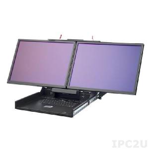 RMDDU-HD-23 2U Rackmount 28&quot; Deep Dual 23&quot; WUXGA TFT LCD Monitor with Keyboard, TouchPad, VGA/DVI/DisplayPort for each Display, 2xUSB 2.0 on front panel, 1xUSB 2.0 on rear panel, 115/230 VAC? MIL-STD-810E compliant