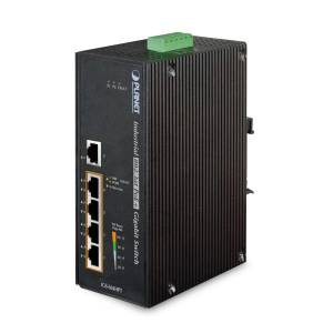 IGS-504HPT Industrial Power-over-Ethernet DIN-Rail Unmanaged Switch with 4x1000 802.3at PoE+, 1x1000 Base T, -40...+75C operating temperature, Dual redundant DC 48V Power Input
