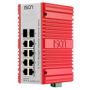 IS-DG510-2F-A Industrial 10-port Din-Rail Managed Ethernet Switch with 8x 1000Base-TX RJ45 with 2kV and 2x 1000Base-FX SFP Slot, -40-75 operating temperature, Single AC Power Input