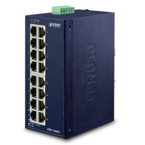 ISW-1600T Industrial Unmanaged DIN-Rail Fast Ethernet Switch, 16x100Base(TX), Dual 12-48VDC Input Voltage, 6KV ESD Protection, -40..+75C Operating Temperature