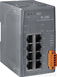 NS-208G Industrial Smart Ethernet Switch with 8 10/100/1000 Base-T Ports, Wide Temperature Range