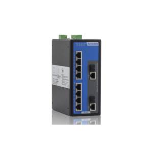 IPS7110-2GC-8POE Industrial DIN-Rail Managed Ethernet Switch with 8x100 PoE+ Base TX, 2x1000 Combo ports, Dual 45-55VDC, -40..75C Operating Temperature
