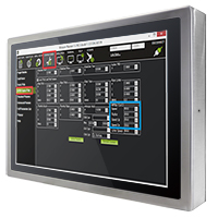 W22L100-SPA369 21.5&quot; Industrial Stainless LCD Display, Full IP69K, 1920x1080, stainless steel chassis, VGA, Projective Capucitive Touch (USB), External Power Supply, 12VDC-in (M12), 0..45C