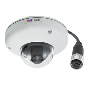 E918M 3MP Outdoor Mini Dome with Superior WDR, M12 connector, Fixed lens, f1.9mm/F2.8, H.264, 1080p/30fps, DNR, Audio, MicroSDHC/MicroSDXC, PoE, IP68, IK10, EN50155