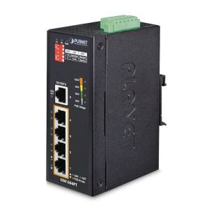 ISW-504PT Industrial Power-over-Ethernet DIN-Rail Switch with 4x100Mbps 802.3at PoE+, 1x100Mbps BaseTX, 120W PoE budget, -40...+75C operating temperature, Dual redundant DC 12-48V Power Input