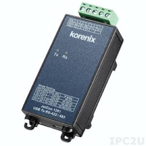 JetCon 1201i-3KV Korenix Industrial USB to RS-422/485 Serial Converter w/ 3 kV insulation voltage between USB and RS-422/485, 1x USB, 1x RS-422/485, Wide Temperature -30..+75 C