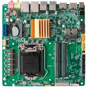 NEX-614B Mini-ITX board, Intel Celeron/Core i3, 2x SO-DIMM 288 pin DDR4, 2x HDMI, 4x USB 3.0, 3x USB 2.0, GbE, SATA, 5x RS232, RS232/422/485, mPCIe, M.2 (SATA), 12-24 V DC