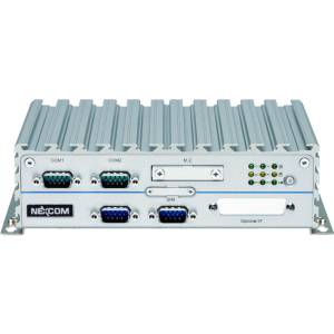 NISE-107-4C Fanless Embedded Server, Intel Atom x5-E3930 1.8GHz, up to 8GB DDR3L RAM, DVI-D, DP, 2xGbE LAN, 2xRS-232/422/485, 4xUSB, 2.5&quot; SATA HDD Drive Bay, Sim Card socket, 2x WiFi antena slots, 9..30V DC-In, support ATX power mode