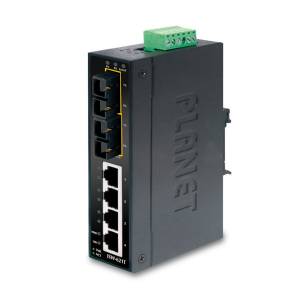 ISW-621T Industrial DIN-Rail Fast Ethernet Unmanaged Ethernet Switch, 4x100 Base(TX), 2xBase(FX), 2km distance, Multi mode, 12-48VDC, -40..+75C Operating Temperature