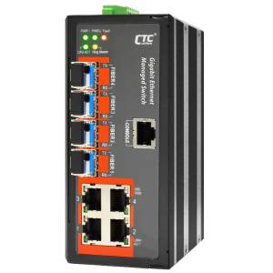 IGS-404SM Industrial Managed Gigabit Ethernet Switch with 4x 1000 Base-T Ports, 4x SFP Ports, 9.6...60VDC-In, -10..+60C Operating Temperature