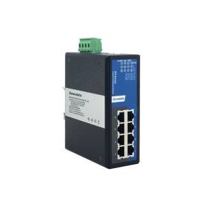 IES318 Industrial DIN-Rail Unmanaged Ethernet Switch with 8x1000 Base TX, Dual 12-48 VDC, -40..75C Operating Temperature
