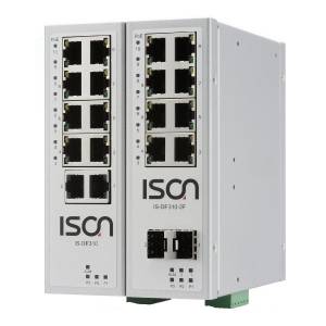 IS-DH310P-2F-8 Industrial Din-Rail Unmanaged 10-ports PoE Ethernet Switch with 8x 100 Base-TX PoE RJ45 (max. 30W per Port), 2x 1000 Base FX SFP Slot, Dual DC-In, -40...+75 C operating temperature