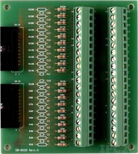 DB-8025 Screw Terminal Board, 2xIDC-20 Connectors