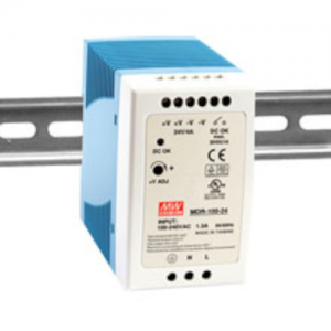 MDR-100-24 AC Input 85-264VAC, 120-370VDC Industrial Power Supply, Output 24VDC/4A, DIN-Rail Mounting