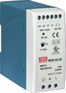 MDR-60-48 48 V, 60 W, Single Output Industrial DIN Rail Power Supply, RoHS