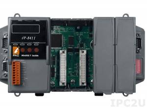 IP-8411 PC-compatible 80MHz Industrial Controller, 512kb Flash, 512kb SRAM, 2xRS232, 1xRS485, 1xRS232/485, 7-Segment Display, Mini OS7, 4 Expansion Slots