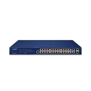 FGSW-2624HPS4 Ethernet Switch with 24x10/100 Base-TX PoE+ Ports, 2x1G TP/SFP Combo Ports, Console, 100..240V AC, 0..+50C Operating Temperature
