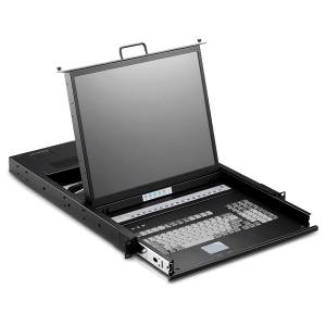 SMK-990-17PB 1U, 17&quot; LCD-keyboard drawer, PS2, with 16x 1.8m PS2 KVM cable, 16 ports KVM, TouchPad, Black metal