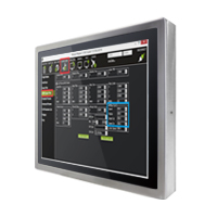 R15L100-SPC369 Industrial Stainless 15&quot; LCD Display, Full IP69, 1024x768, front panel stainless steel, VGA, Projective Capacitive Touch (USB) external power adapter 12V DC 100-240V AC, power supply 12V DC (M12)