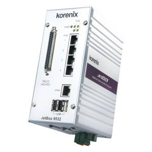 JetBox 9532 Korenix PoE Routing Server Intel Xcale IXP435 RISC 667MHz, 4xPoE LAN, 1xLAN/WAN, 4xCOM, 3xUSB, 8xDIO, 12..+48DC-In