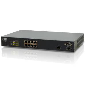 GSW-3208MP Managed Gigabit L2 PoE Ethernet Switch with 8x 1000 Base-TX PoE Ports, 2x SFP Ports, 100-240VAC Input Power, 0...50C Operating Temperature