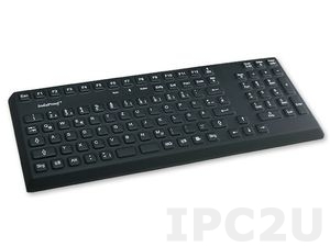 TKG-105-IP68-BLACK-PS/2 Industrial Silicone IP68 Keyboard, 105 Keys, PS/2 Interface, Black