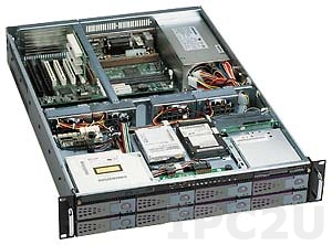 GHI-280WV2-SATA 19&quot; Rackmount 2U Chassis EATX, 1x5.25&quot; Slim/1x3.5&quot; Slim/2x3.5&quot; HDD/8x3.5&quot; Hot Swap SATA HDD Drive Bays, 6 Horizontal Slots, without P/S