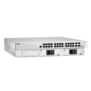 IS-RG828HS20-4F-2A Industrial 28-port Rackmount Layer 3 Managed Ethernet Switch with 24x 1000 Base-TX and 4x 1000 Base-FX SFP, -40...+75C operating temperature, Hot-swappable Dual AC Power Input, 20KV Lightning Protection, Rugged Housing