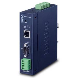 ICS-2100T IP30 Industrial 1-Port RS232/RS422/RS485 Serial Device Server (1 x 10/100BASE-TX), Dual 9..48V DC-In, -40..+75C operation temperature