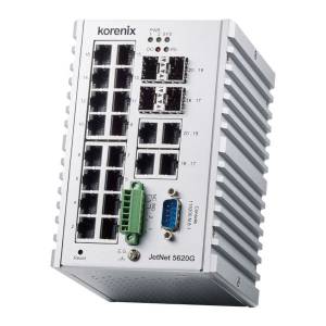 JetNet-5620G-4C Industrial DIN-Rail Managed L2 Ethernet Switch with 16x1000 Base TX, 4xGbit SFP/RJ45 Combo, ,Redundant 10-60VDC, -40..+75C Operating Temperature
