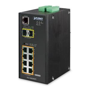 IGS-10020HPT Industrial Power-over-Ethernet DIN-Rail Managed L2+, L4 Switch with 8x1000 802.3at PoE, 2x1000X SFP,DI/DO, ERPS Ring, 1588, Modbus TCP, ONVIF, Cybersecurity features, -40...+75C operating temperature, DC 12-48V Power Input