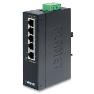 ISW-501T Industrial DIN-Rail Fast Ethernet Unmanaged Ethernet Switch, 5x100 Base(TX), 6KV protection, 12-48VDC/24VAC redundant Input Voltage, -40..+75C Operating Temperature