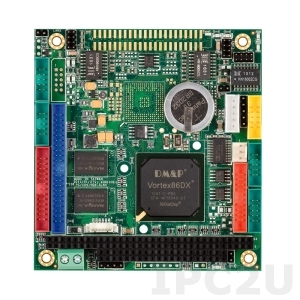 VDX-6356RD PC/104 Vortex86DX 800MHz CPU Module with 256MB/4S/2USB/3LAN/GPIO/PWMx16, oper temp -20..70 C