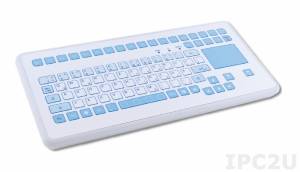 TKS-088c-TOUCH-AM-KGEH-USB DeskTop Medical Compact IP65 Keyboard with Antimicrobial Front Sheet, 88 Keys, TouchPad, USB Interface