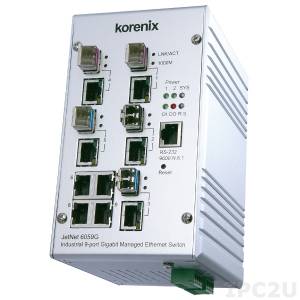 JetNet 6059G Korenix Industrial Managed Gigabit Ethernet Ring Switch with 4x1000Base-TX and 5x1000Base-TX /100Base-FX Combo Ports (SFP Socket), Support Modbus