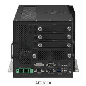 ATC-8110 Embedded Fanless PC support Intel Coffee-Lake CPUs, up to 64GB DDR4 SO-DIMM RAM, HDMI v1.4, 1xVGA, 4xCOM, 3x2.5&quot; SATA SSD Bays, CFast, 2xFull-size mPCIe,1xPCIe x16, 2xPCIe x4, 6xUSB, DIO, CAN, Audio, 9-36 V DC-In