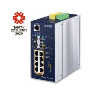 IGS-6325-8UP2S2X Industrial Power-over-Ethernet DIN-Rail Managed L3 Switch with 8x 1000 802.3bt PoE++, 2x1000 BaseX SFP+, 2x 10G SFP+, 2x DI/O, 95W over 4-pair UTP Solution, Dual redundant DC 48-56V, -40...+75C operating temperature